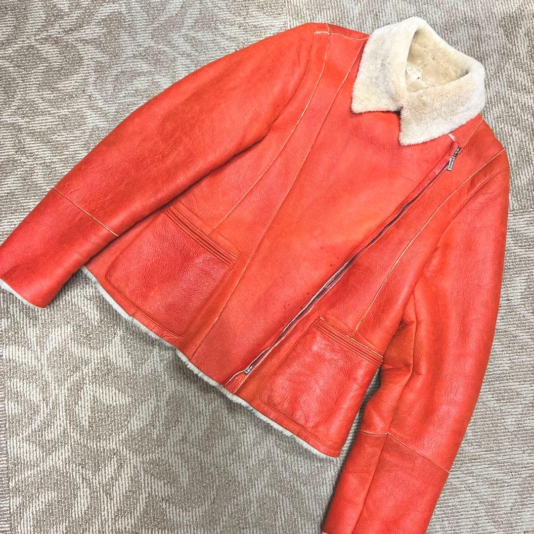 マブラン mabrun ムートンコート ボア メンズ オレンジ M 本革