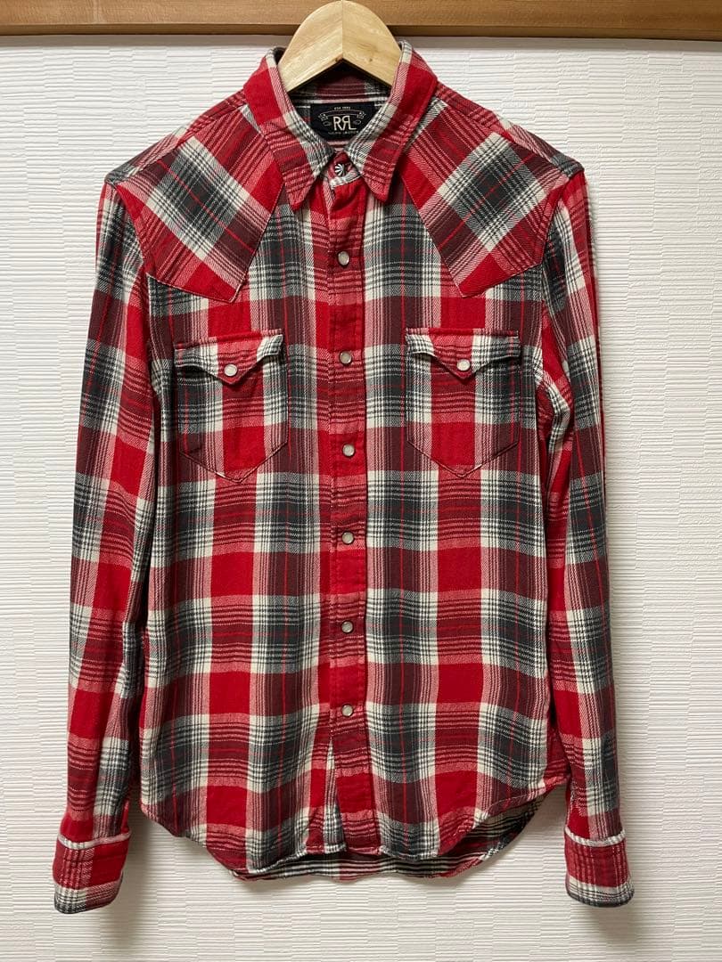 RRL チェック柄 ウエスタン ネルシャツ Sサイズ