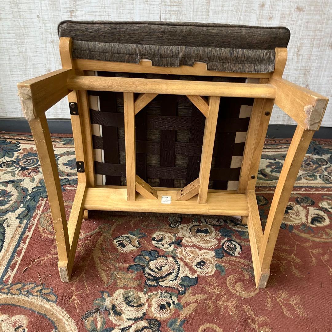 ③ 北欧レトロ ミキモク 雅 木製フレーム アームレスチェア 一人掛けソファー