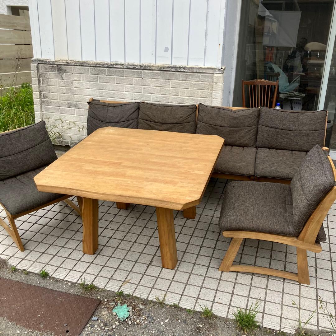 ③ 北欧レトロ ミキモク 雅 木製フレーム アームレスチェア 一人掛けソファー