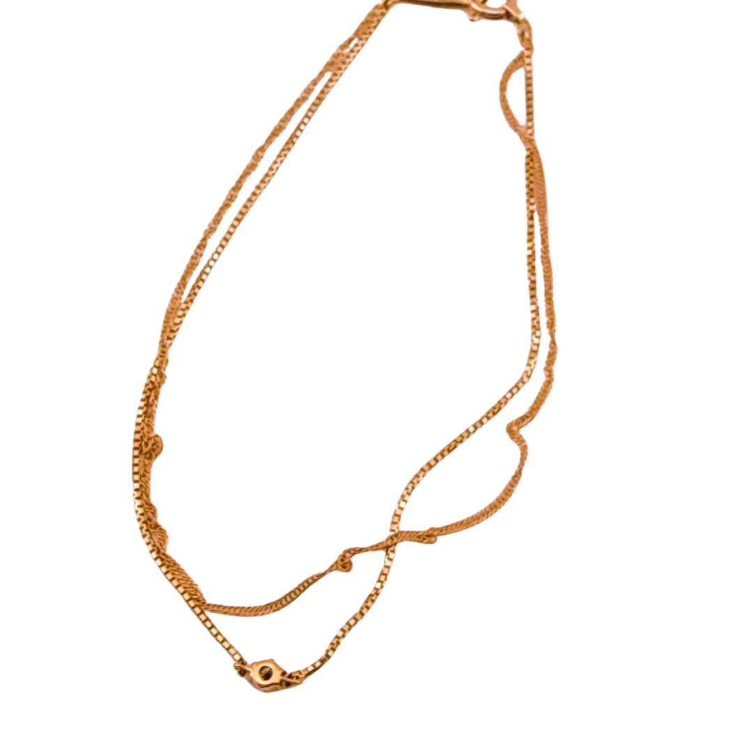 オデュース4℃ 10金10K 2連チェーンブレスレット ダイヤモンド 保管箱付き