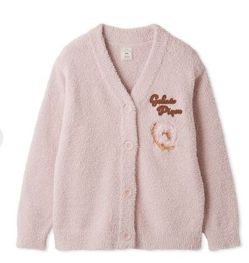 ジェラートピケ　ドーナツジャガードカーディガンピンク ボタン付き Fサイズ