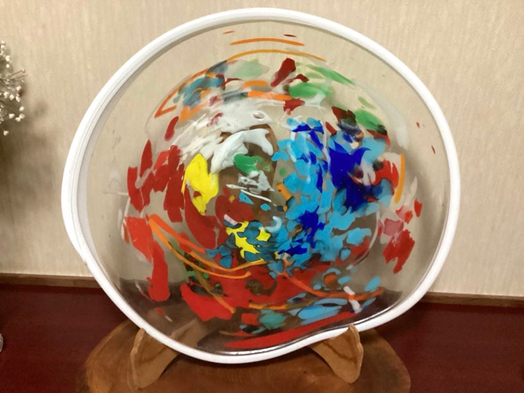 新品未使用　琉球ガラス　大皿　岩田氏作