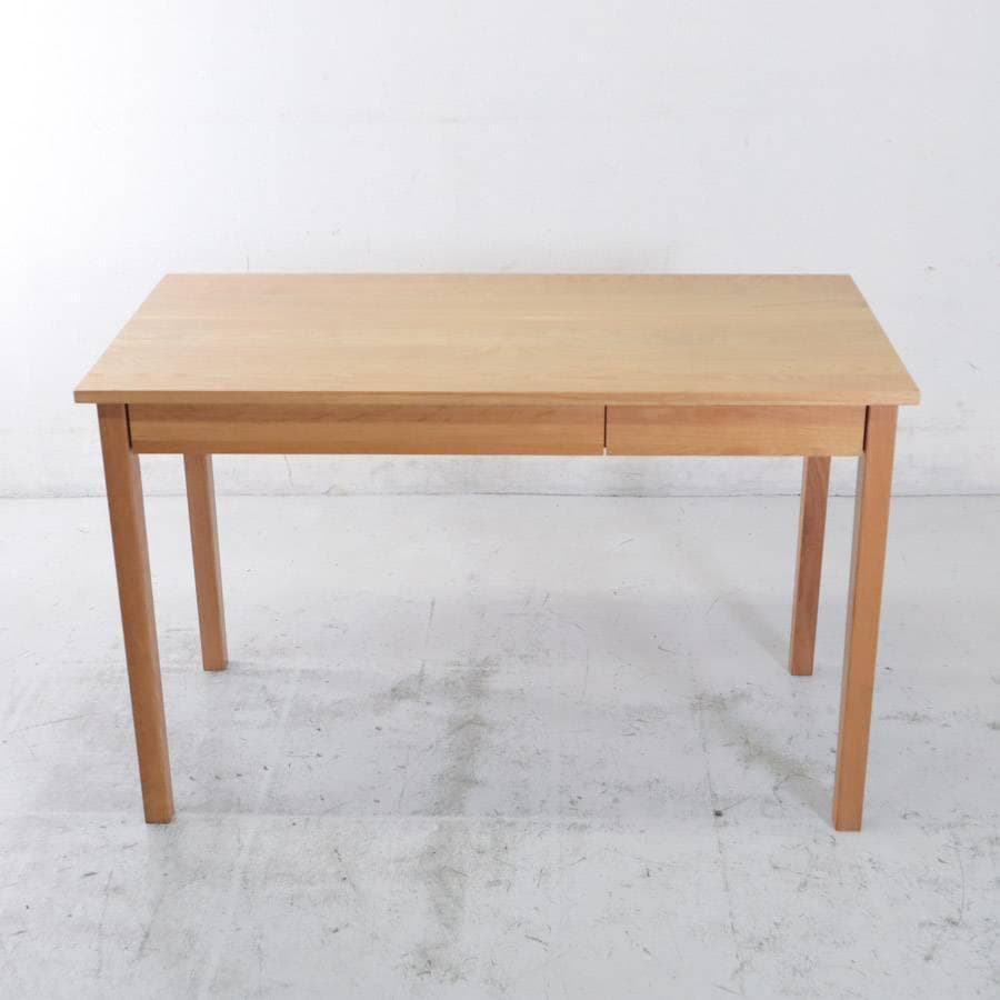 無印良品 無垢材デスク オーク材 引き出し付き 幅110cm 高さ70cm