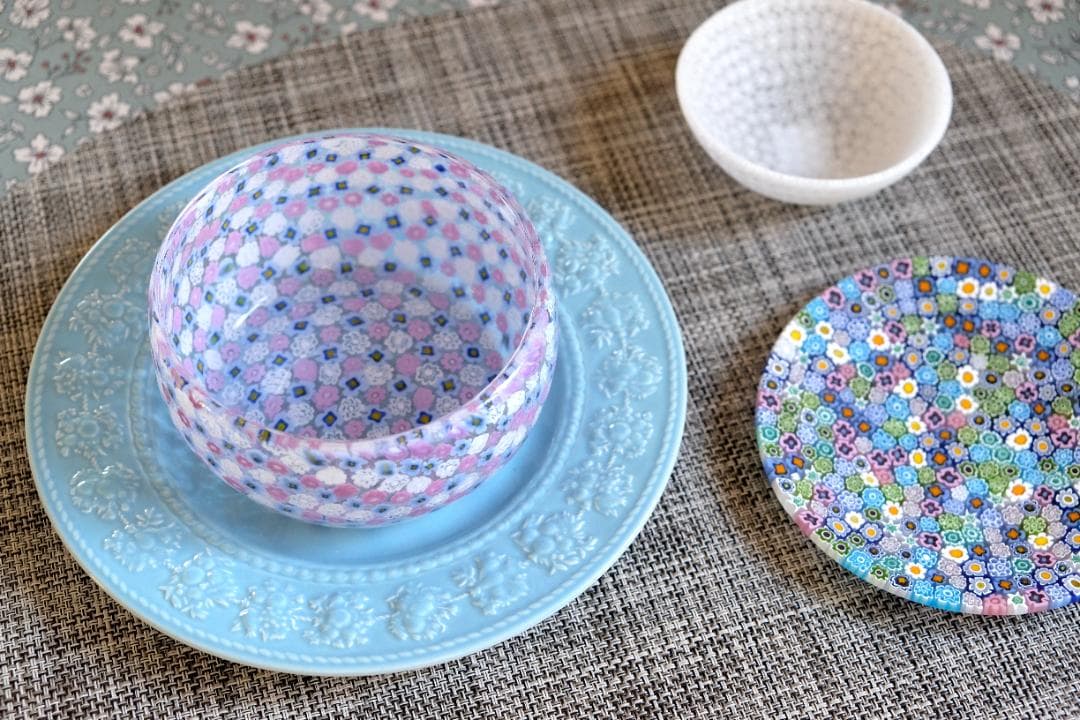 ミルフォオリ ベネチアングラス 吹きガラス 花瓶 伊藤聡信 田子美紀 江波冨士子