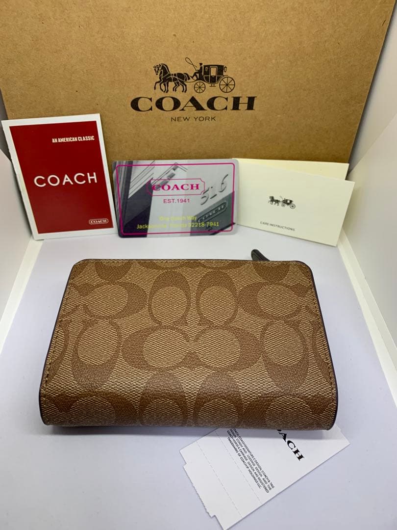 COACH　コーチ　C0082　二つ折り財布　ラグジュアリー　カーキ