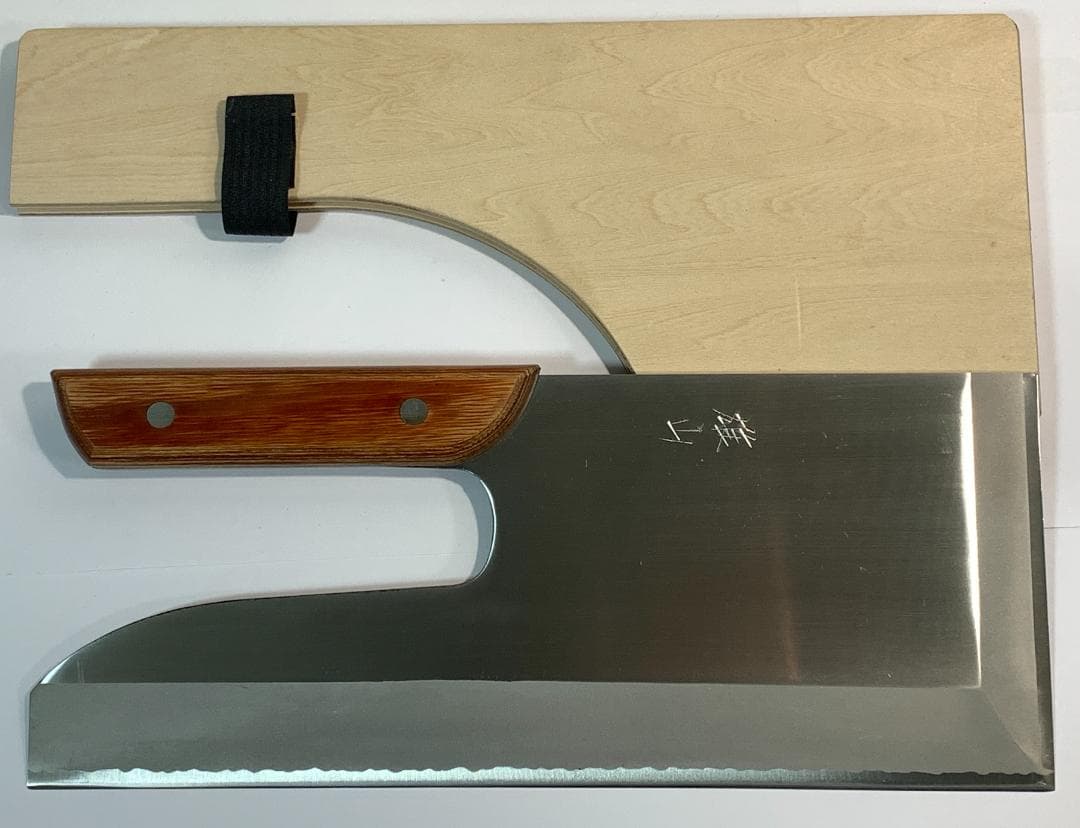 高級ステンレス鋼 麺切庖丁 赤合板柄 305mm