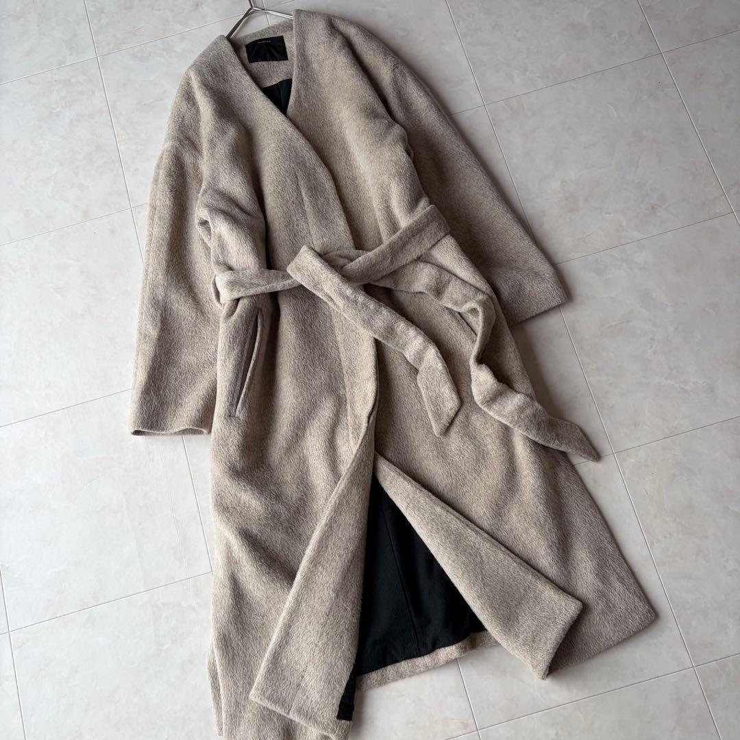 FLORENT フローレント アルパカベルテッドロングコート ベージュ F