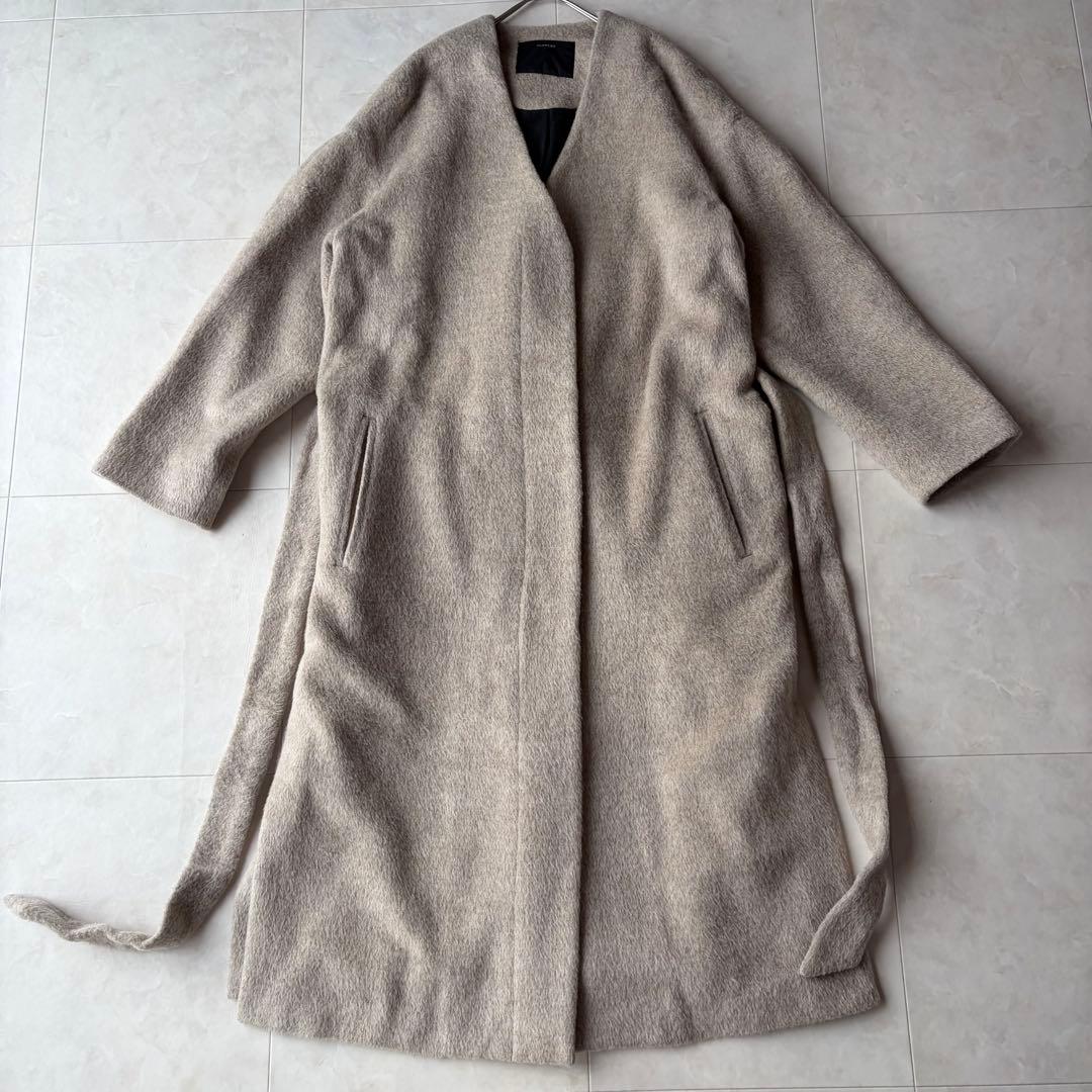 FLORENT フローレント アルパカベルテッドロングコート ベージュ F