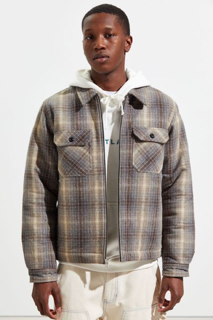 ジャケット・アウター STUSSY Heavy Brushed Plaid Zip Up Shirt
