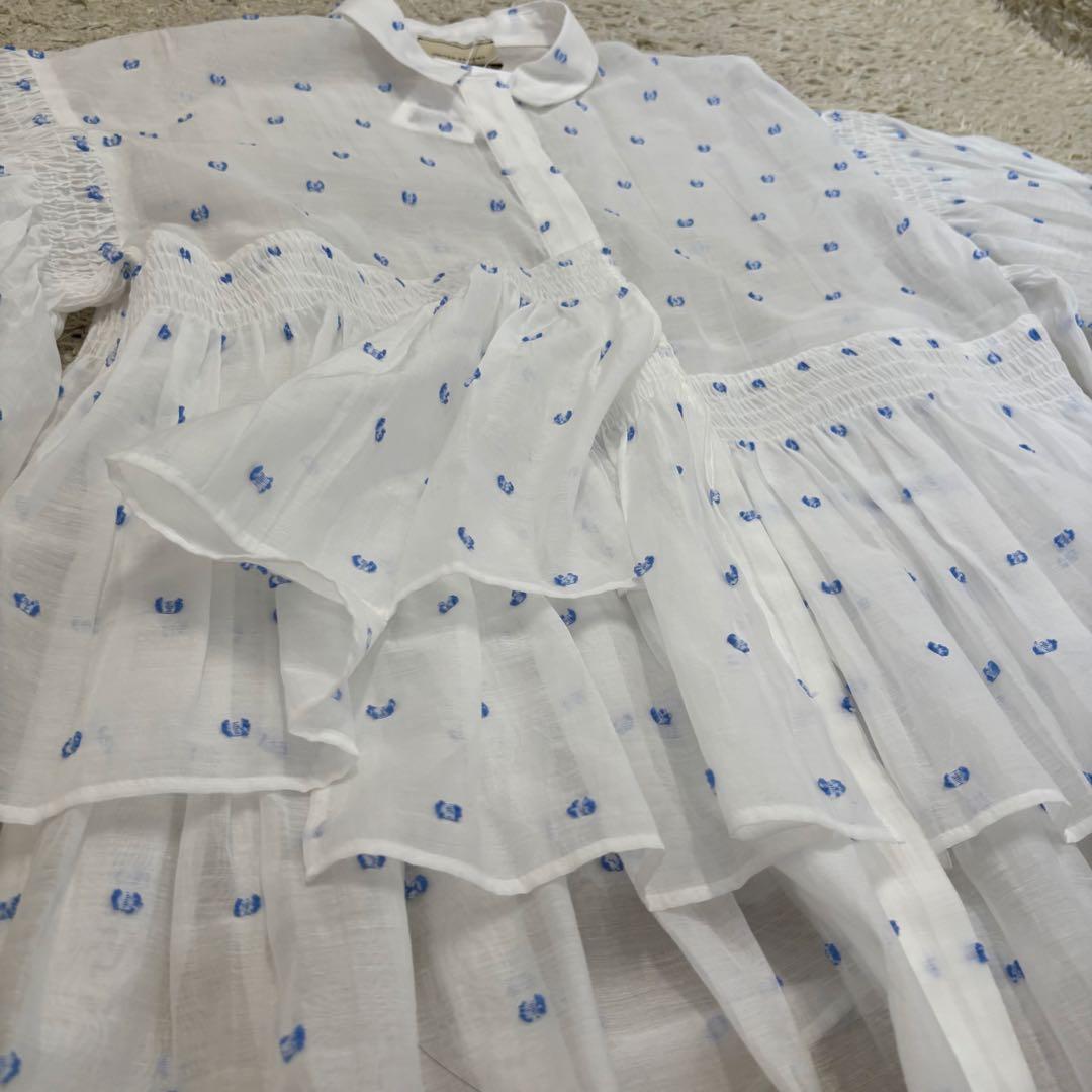 新品タグ付き　ユナイテッドアローズ　シャーリング ジャカードブラウス フリル