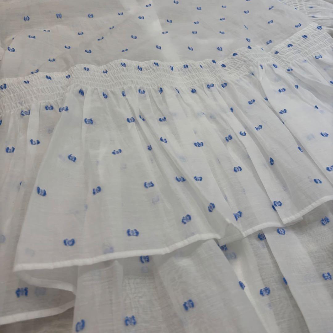 新品タグ付き　ユナイテッドアローズ　シャーリング ジャカードブラウス フリル