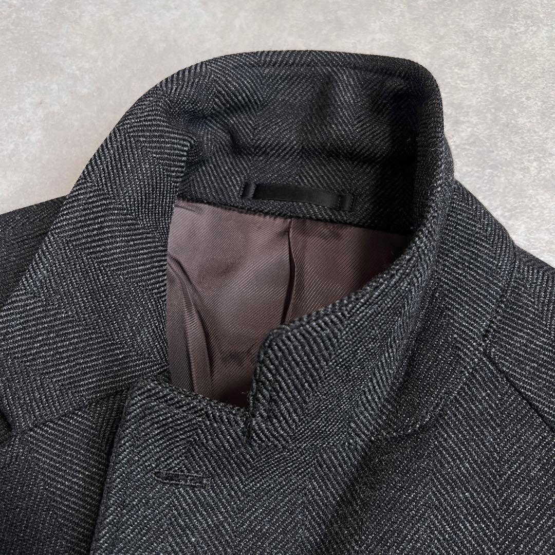 【美品】BEAMSF カシミヤ混 ヘリンボーンウールチェスターコート グレー48