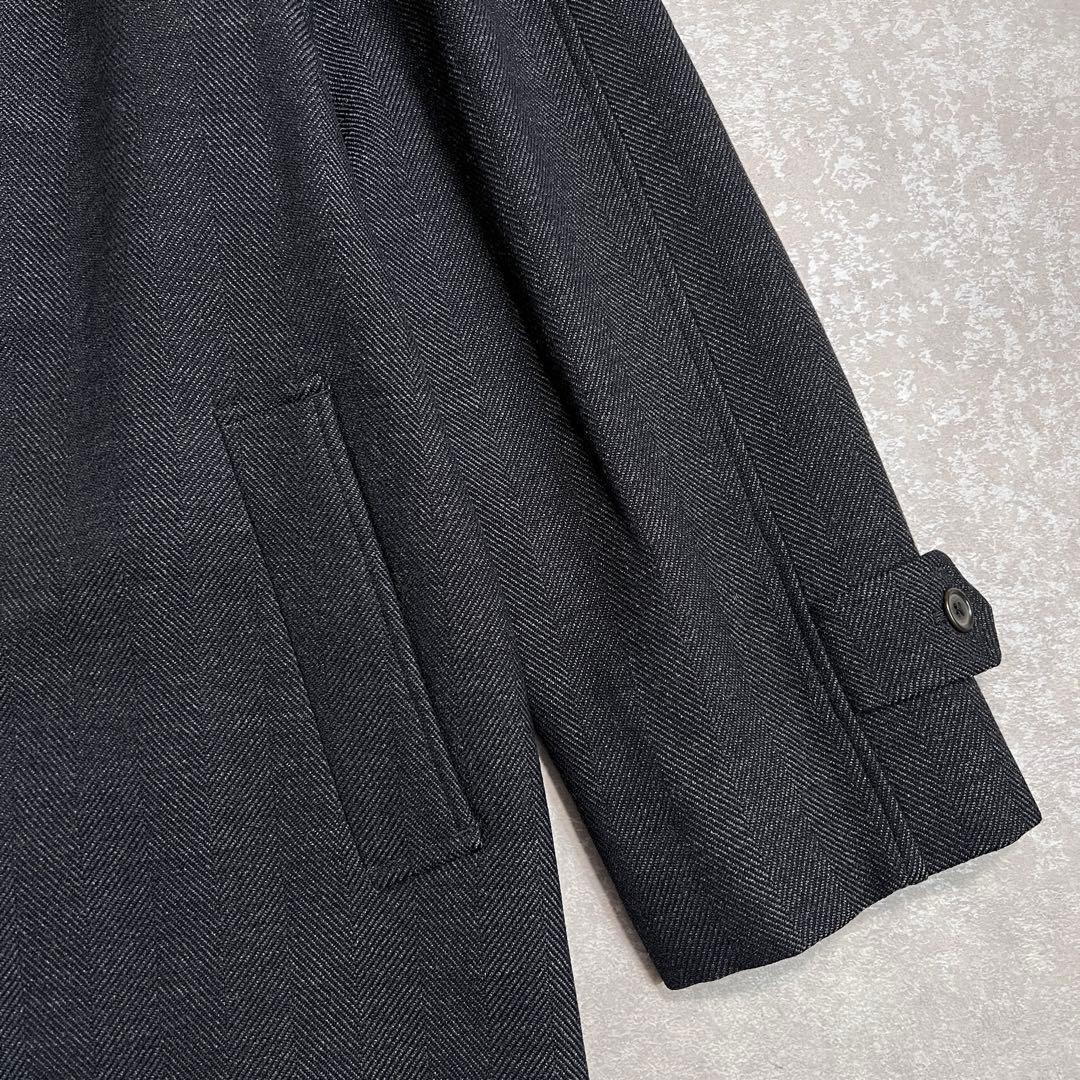 【美品】BEAMSF カシミヤ混 ヘリンボーンウールチェスターコート グレー48