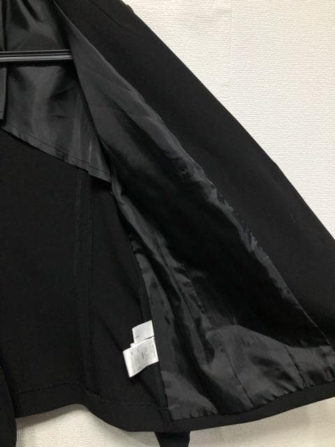 新品☆Lグラマーサイズ♪黒系無地ストレッチ洗えるパンツスーツ◯D358