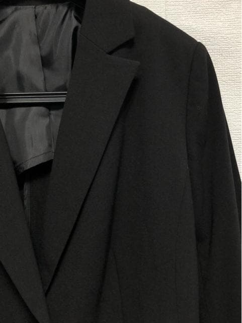 新品☆Lグラマーサイズ♪黒系無地ストレッチ洗えるパンツスーツ◯D358