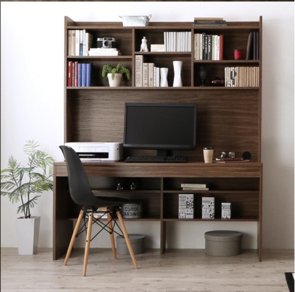 新品 送料込 ハイタイプ 大収納デスク 広々設計大型モニター対応 書斎空間