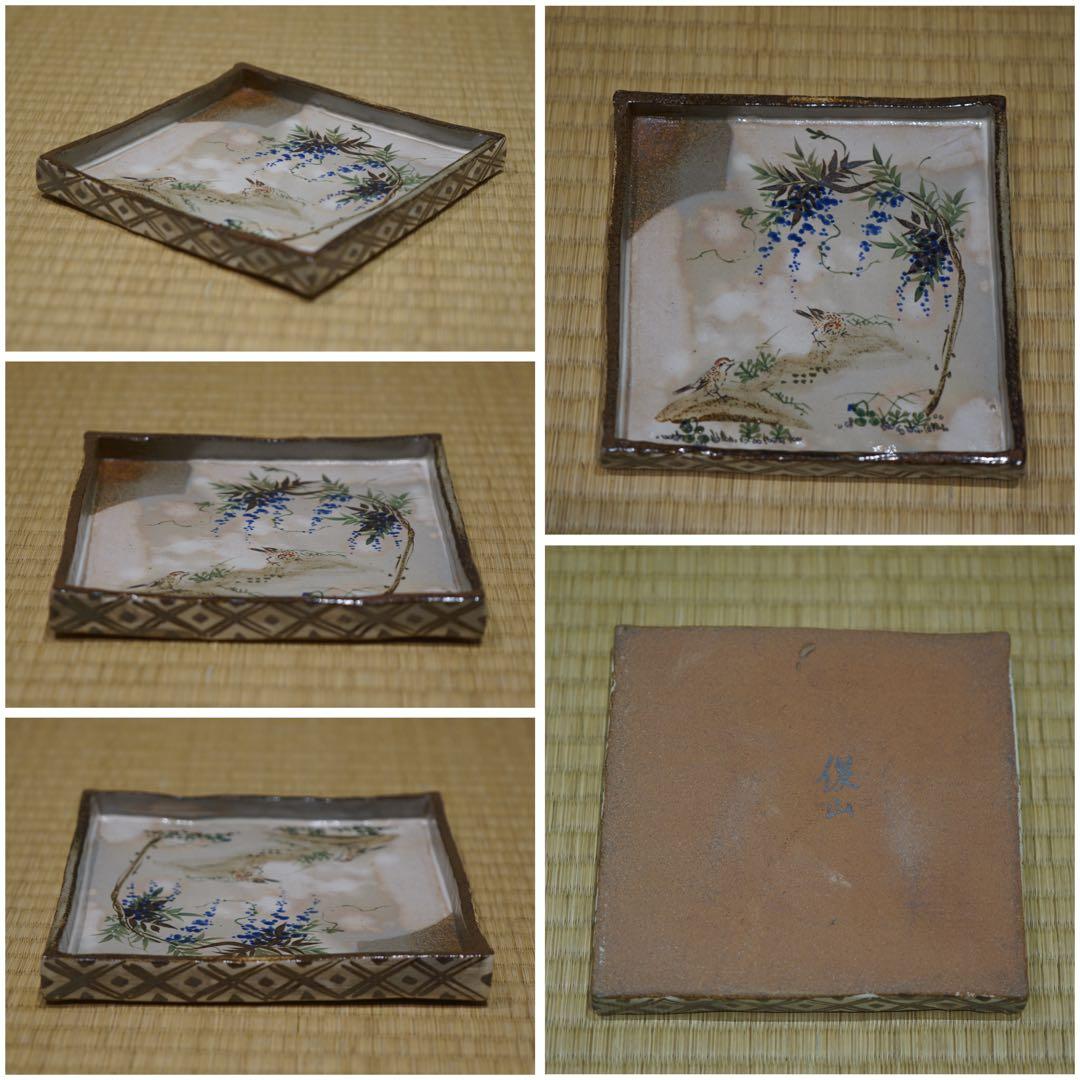 京焼 乾山写 森俊山 十二ヶ月 花鳥角皿揃い 泉涌寺 懐石料理道具 美品