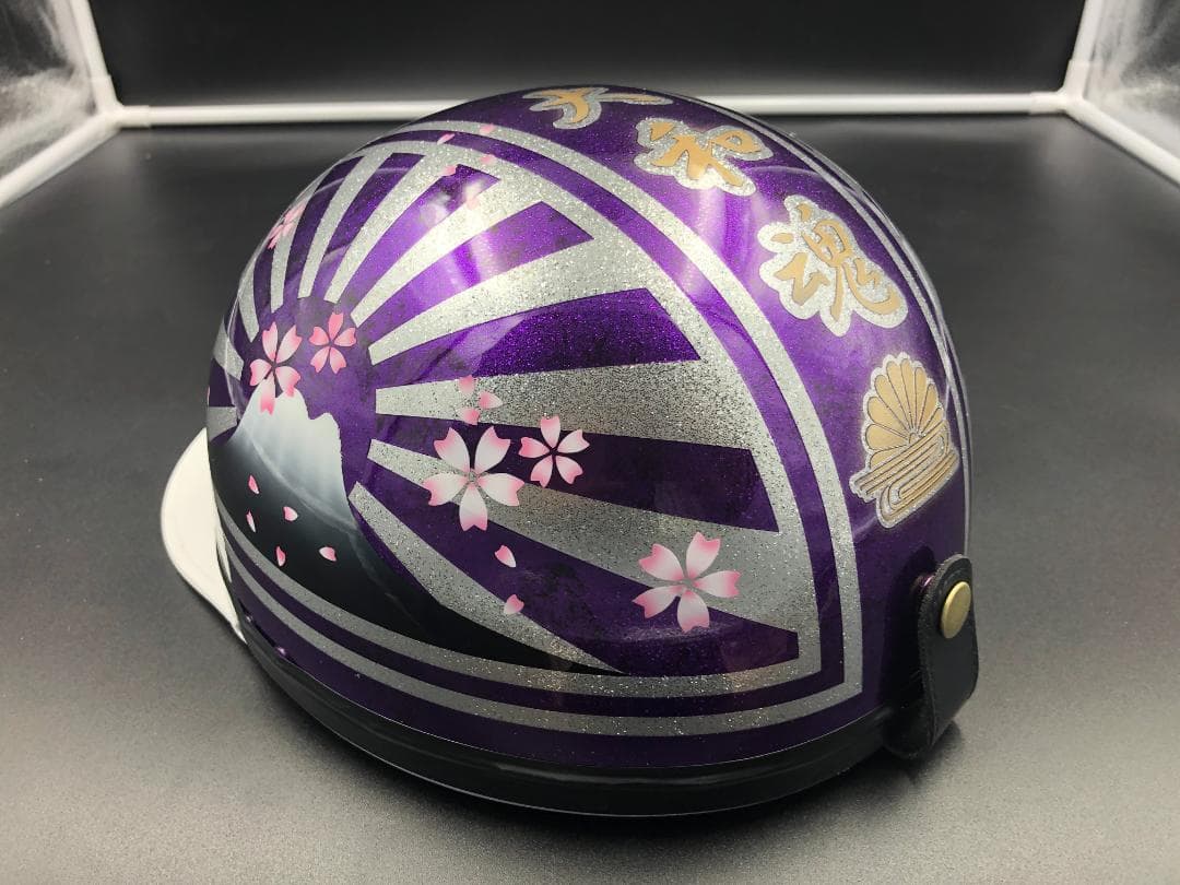 コルク半　カスタム　富士日章　3つボタン　パープルラップラメ　桜　高級クリヤ
