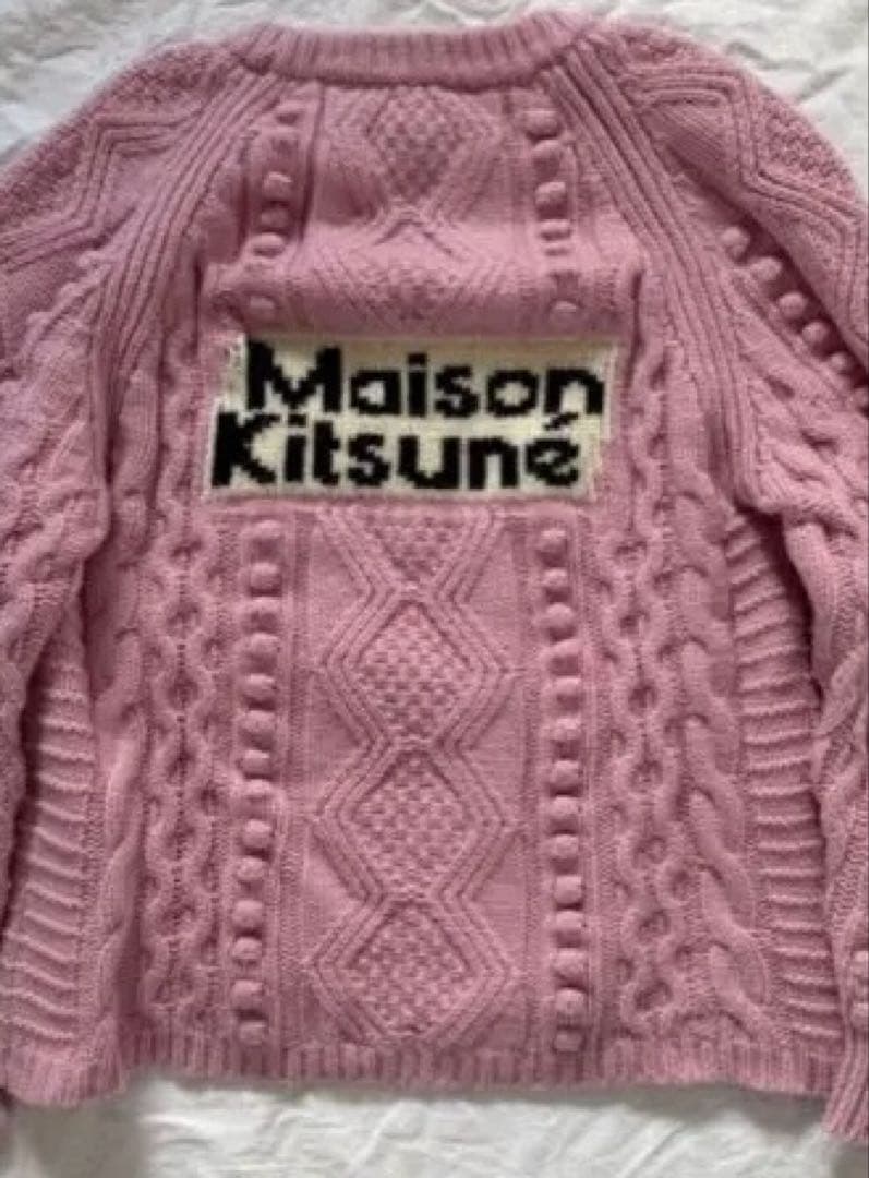Maison Kitsune ピンク ケーブルニット セーター