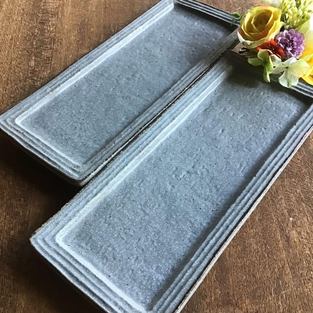 サクラ草です。新品美濃焼　コバルトリム長皿　焼き物皿ペア2枚セット他