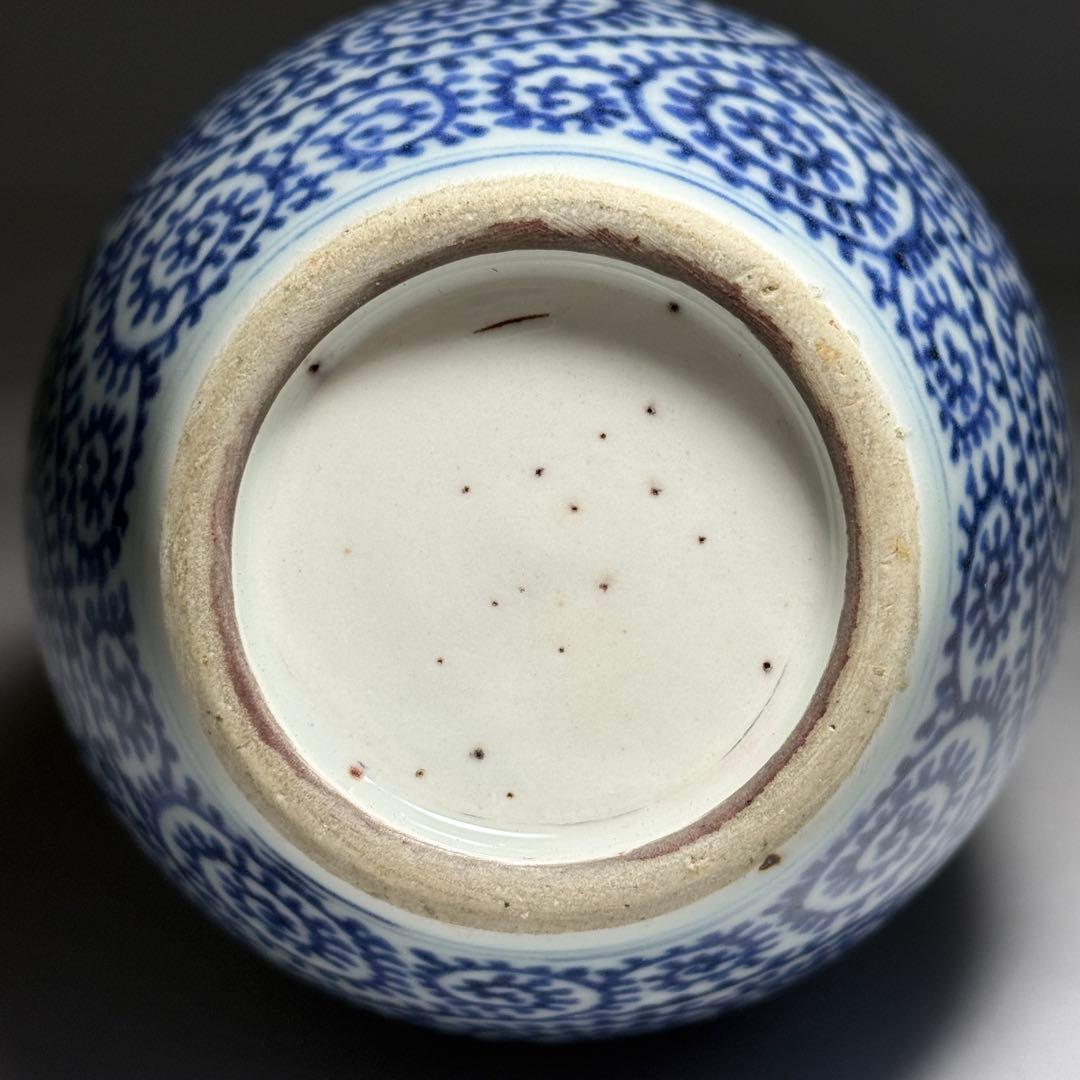◆上手品 古伊万里 染付蛸唐草文 鶴首徳利 一輪挿し 花瓶 江戸時代中期〜後期◆