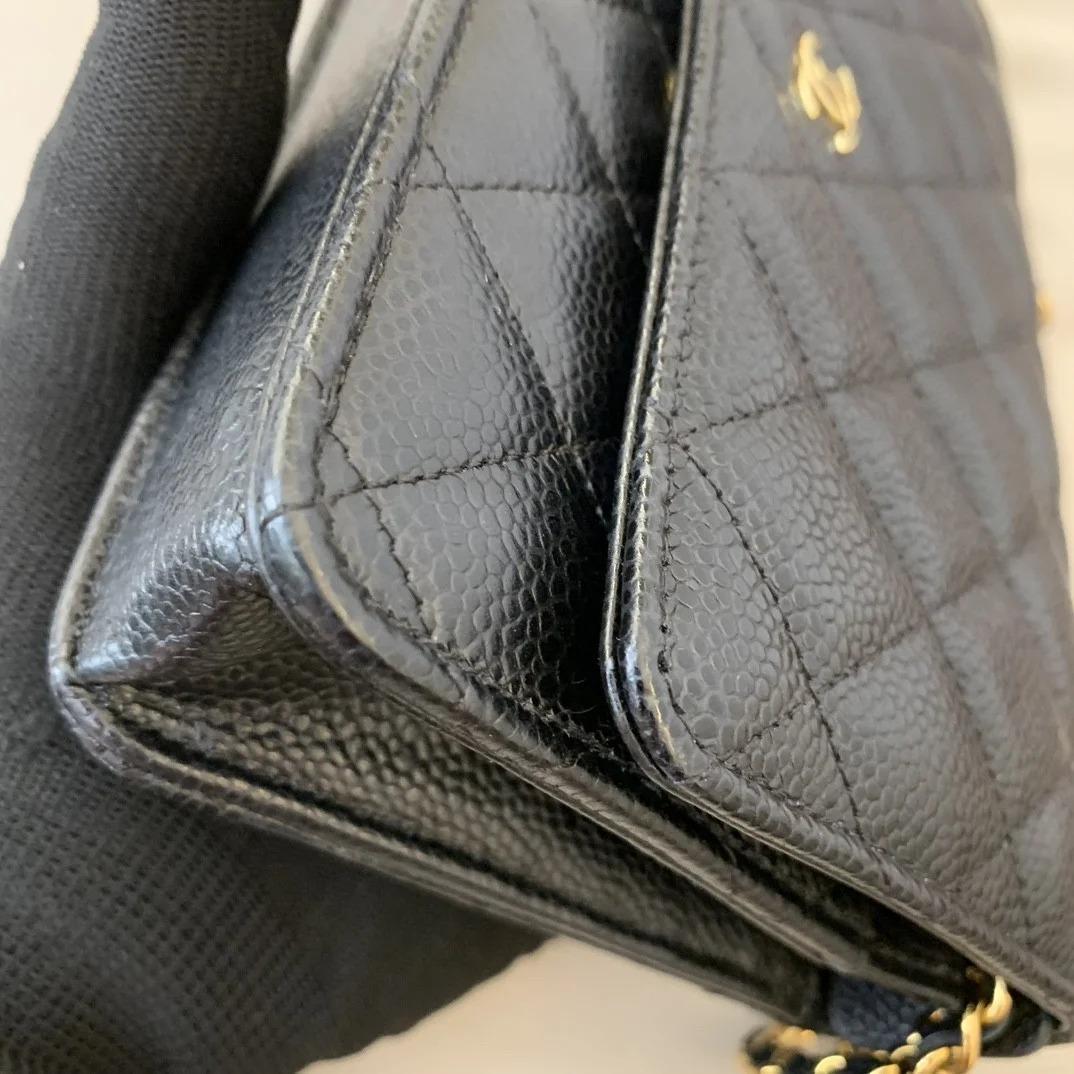 CHANEL チェーンウォレット 黒xゴールド金具