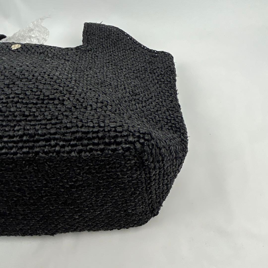 【美品】ヘレンカミンスキー　トートバッグ　カゴバッグ　ラフィア　編み込み　黒