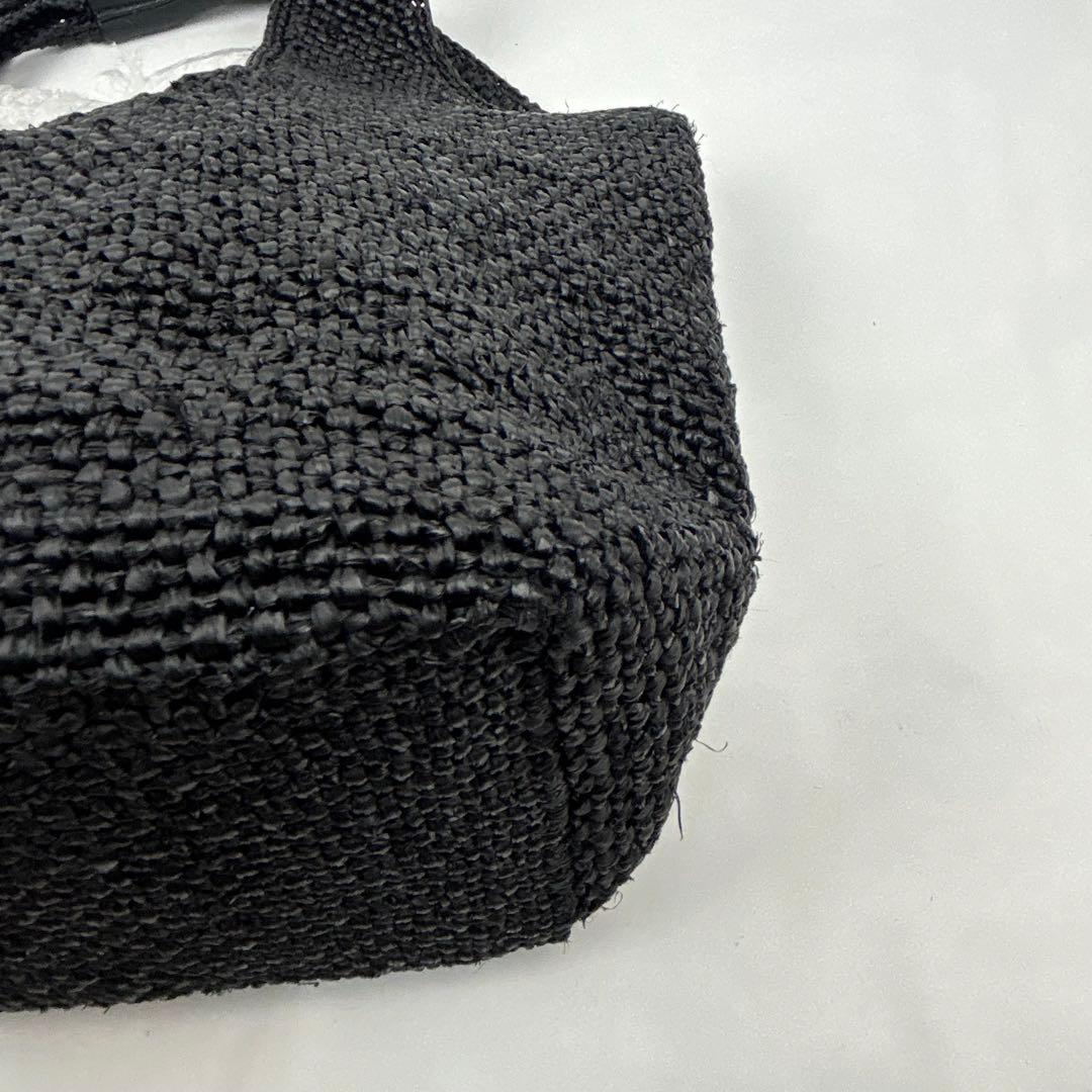 【美品】ヘレンカミンスキー　トートバッグ　カゴバッグ　ラフィア　編み込み　黒