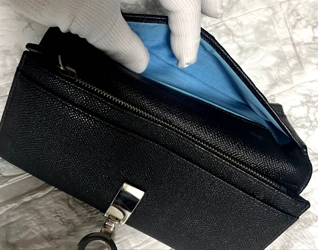 BVLGARI ロゴクリップ　長財布　ブラック　美品　クレインレザー