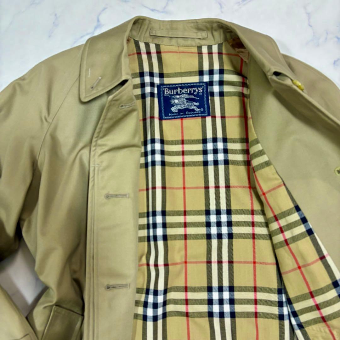 美品 BURBERRY 英国製 ノバチェック ステンカラーコート ロング L相当