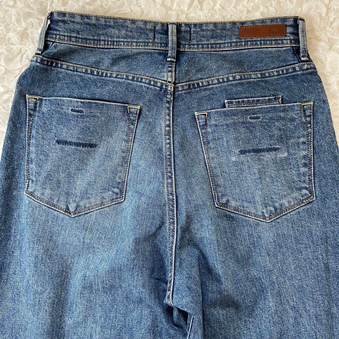 YANUK Lea ボーイズストレート 26インチ カットオフ ストレッチ