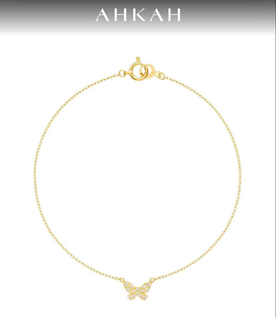 あ*も様 AHKAH アーカー K18 YG バタフライパヴェ ブレスレット ゴ