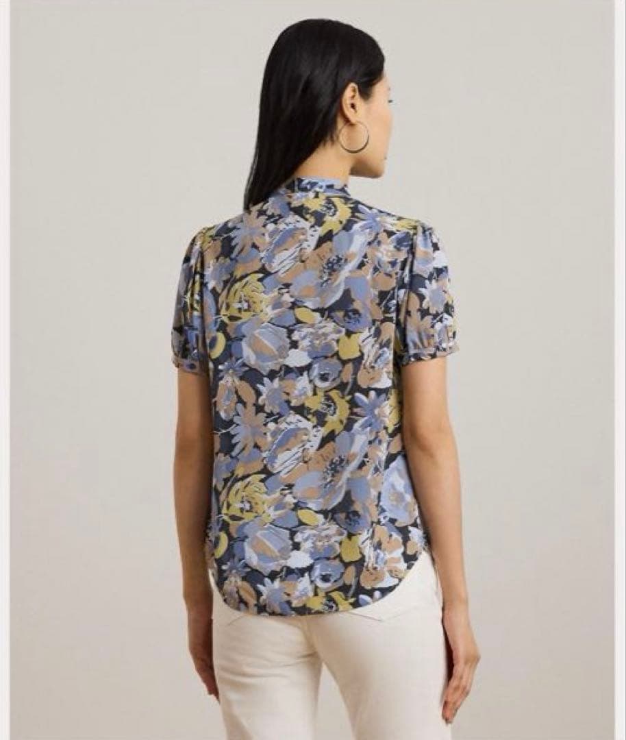 LAUREN RALPH LAURENフローラルジョーゼットパフスリーブ シャツ