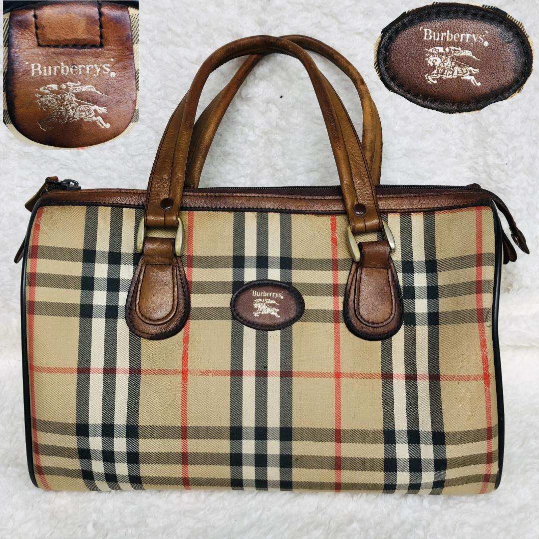 バーバリー ノバチェック柄 ミニボストンバッグ ハンドバッグ シャドーホース