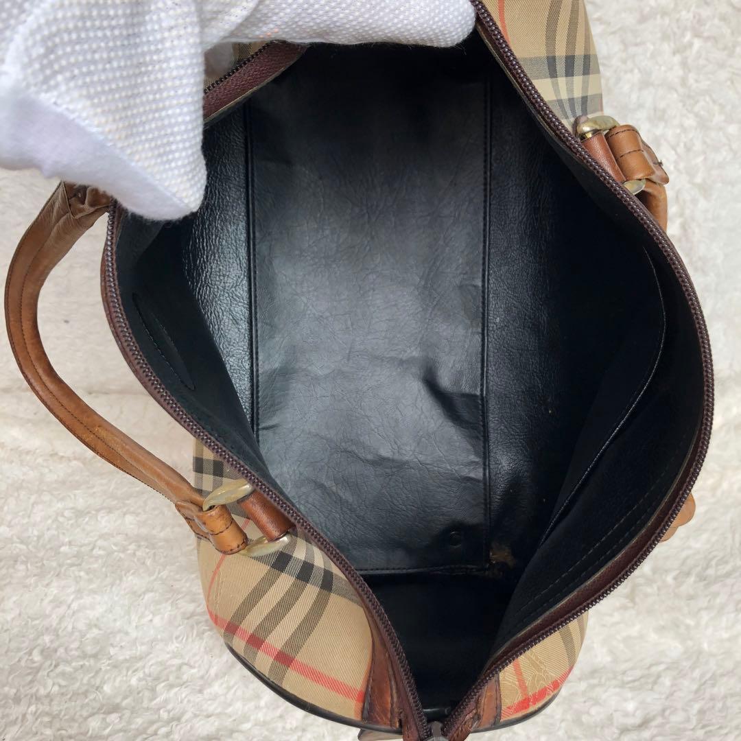 バーバリー ノバチェック柄 ミニボストンバッグ ハンドバッグ シャドーホース
