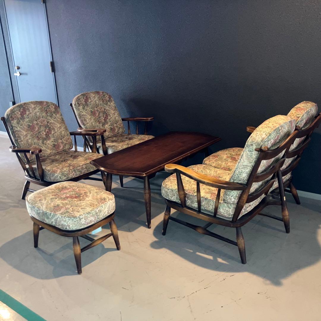 飛騨産業 乗鞍 ダイニングセット5点　ソファ　テーブル　オットマン　チェア