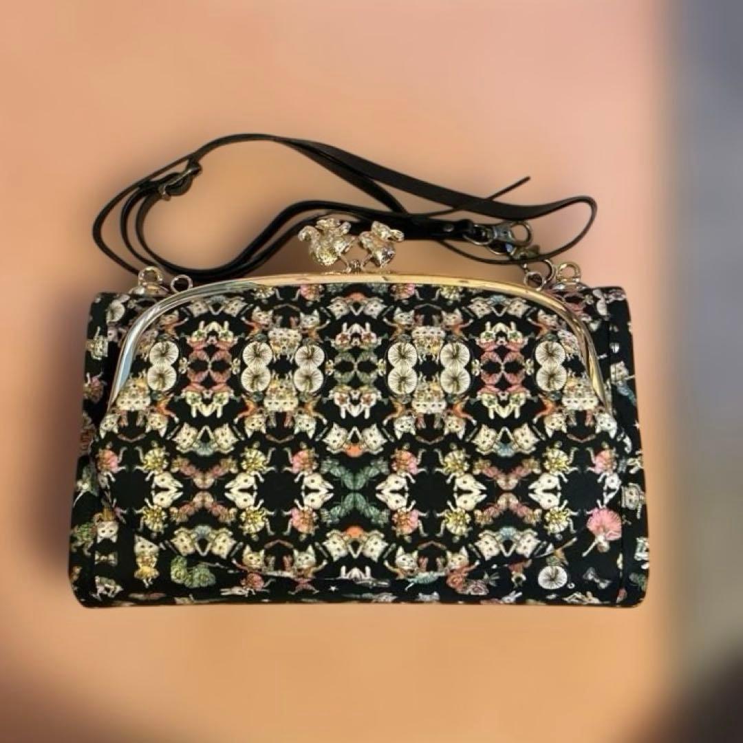 新品未使用　ハンドメイド　がま口付き蛇腹￼バッグ　マイリトルテイラー万華鏡柄