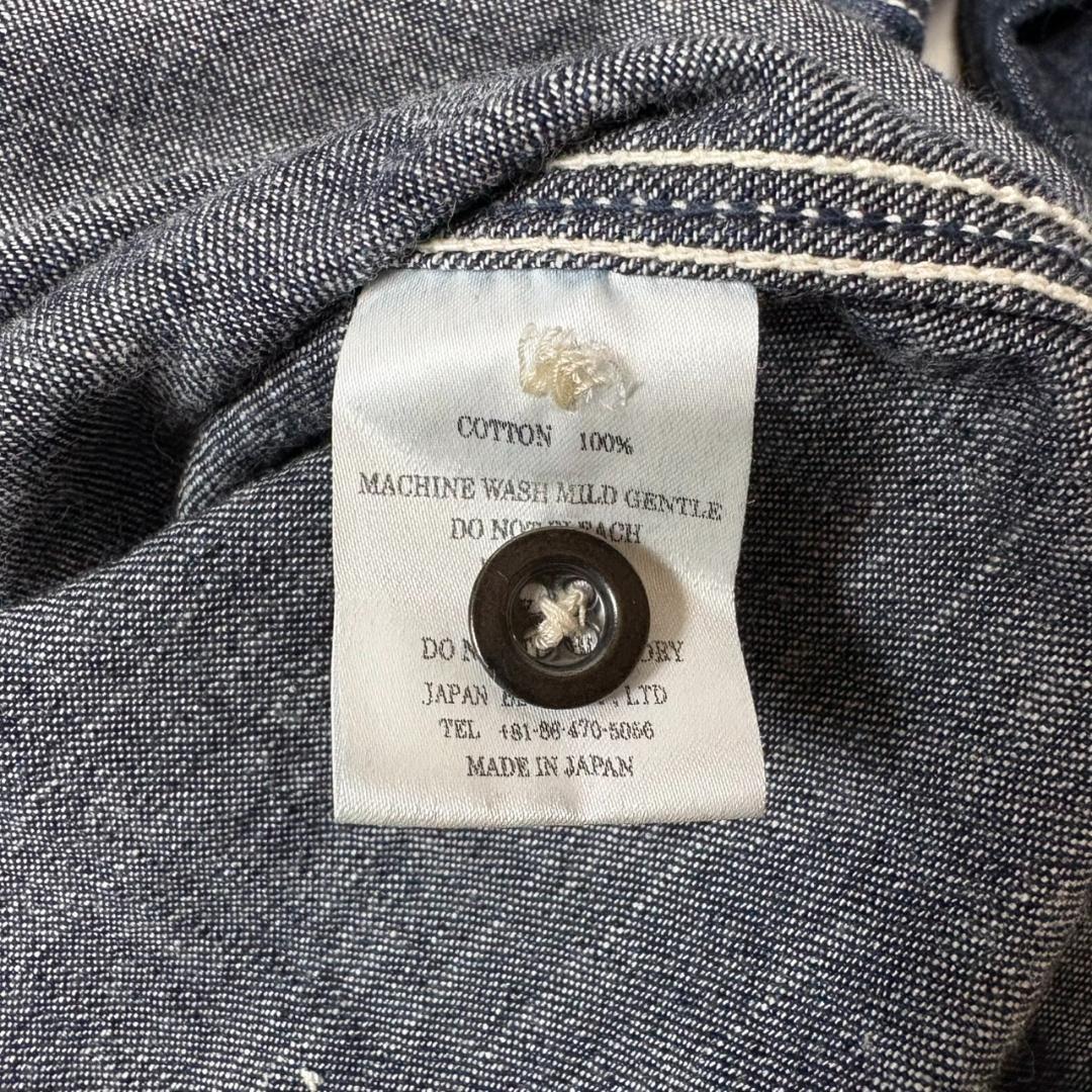 桃太郎ジーンズ SJ191 出陣 袖ライン ジェイルポケット デニムシャツ 42