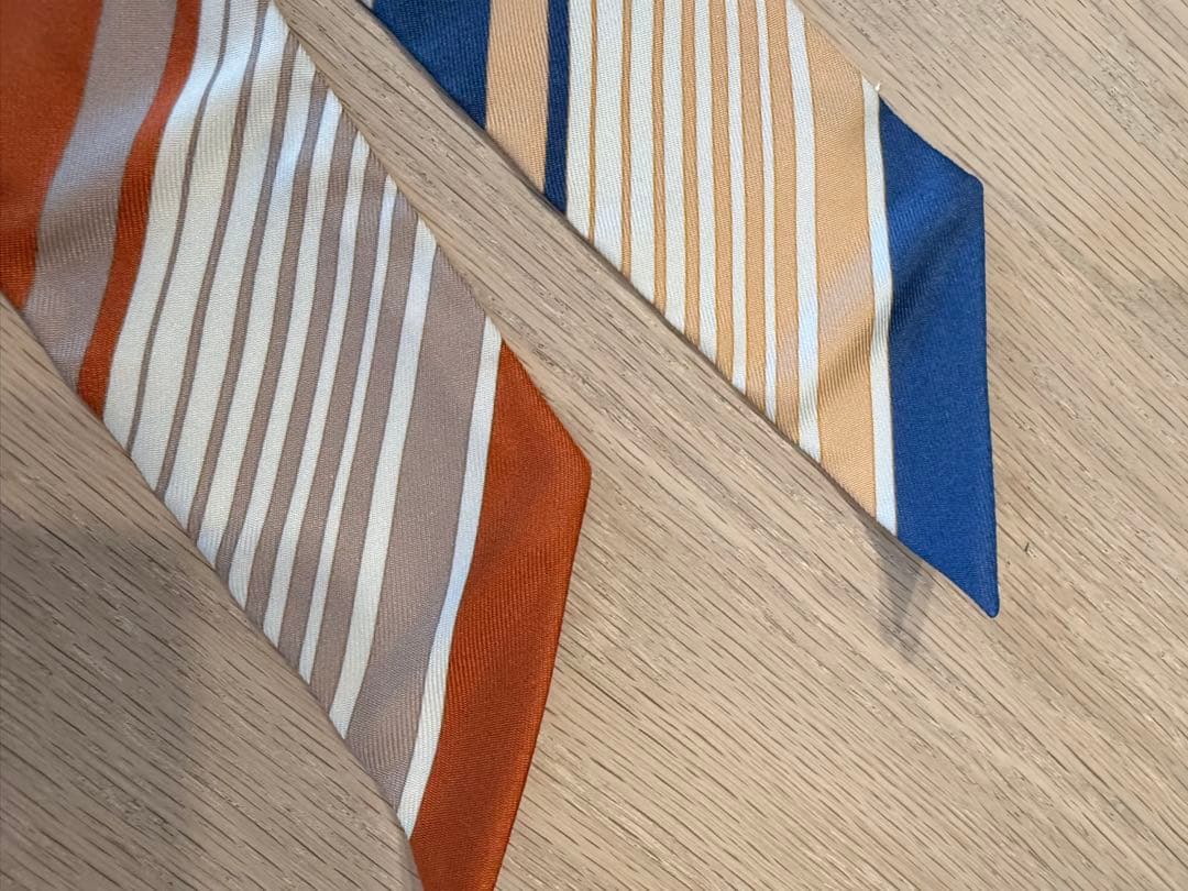 HERMES エルメス　ツイリシルク製 スカーフ ストライプデザイン