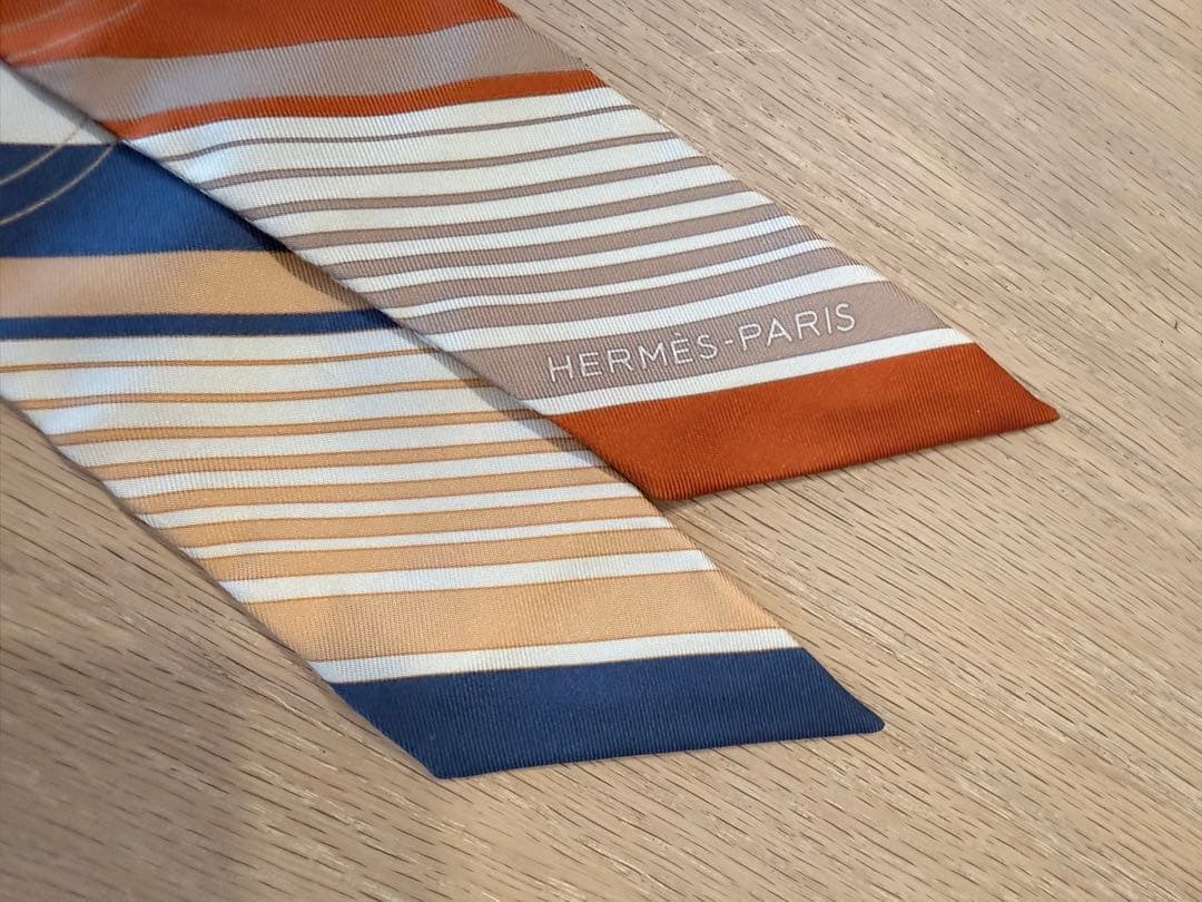 HERMES エルメス　ツイリシルク製 スカーフ ストライプデザイン
