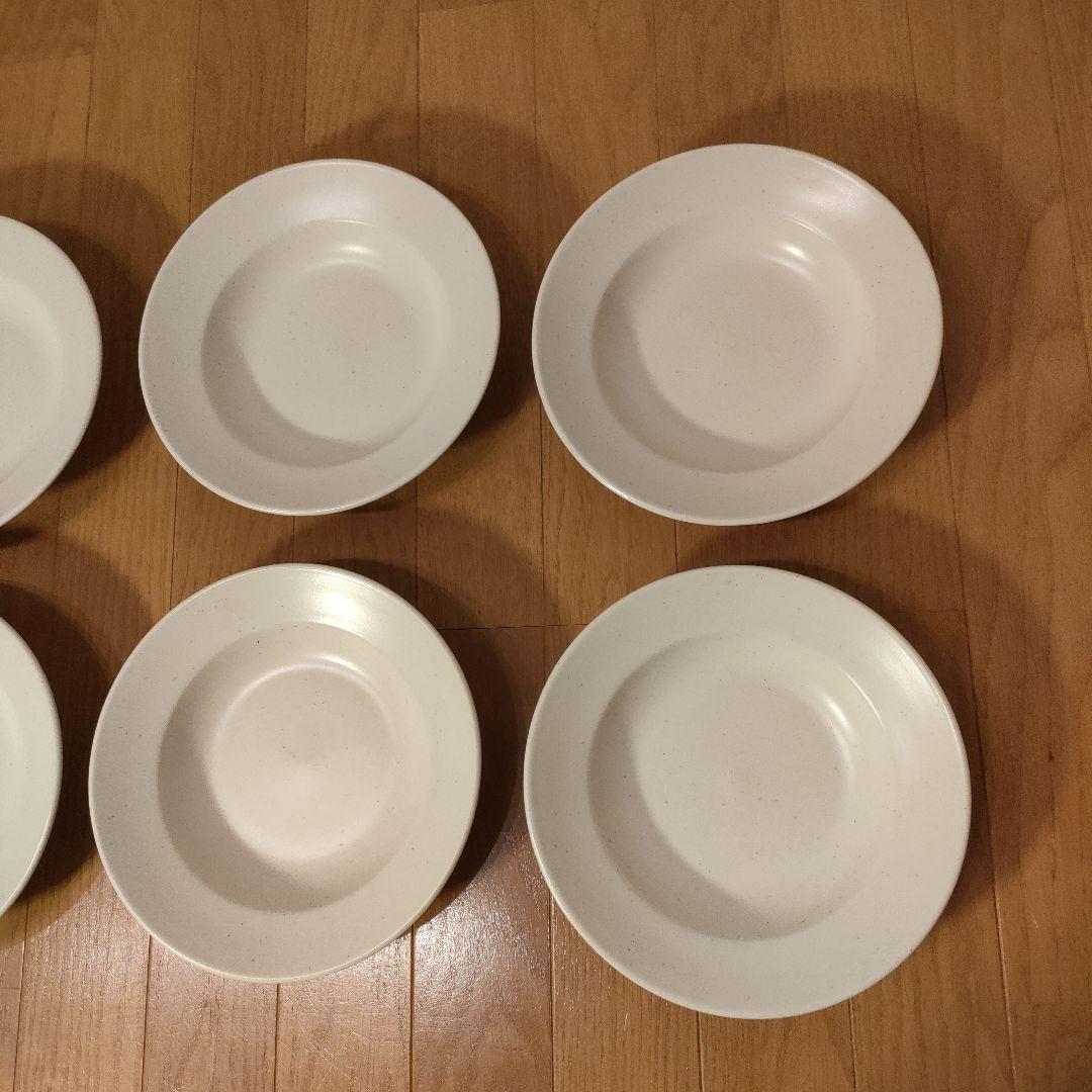 陶器 深皿 6枚セット 約21.5cm 白粉引（黒い斑点） パスタ・スープ皿 ③
