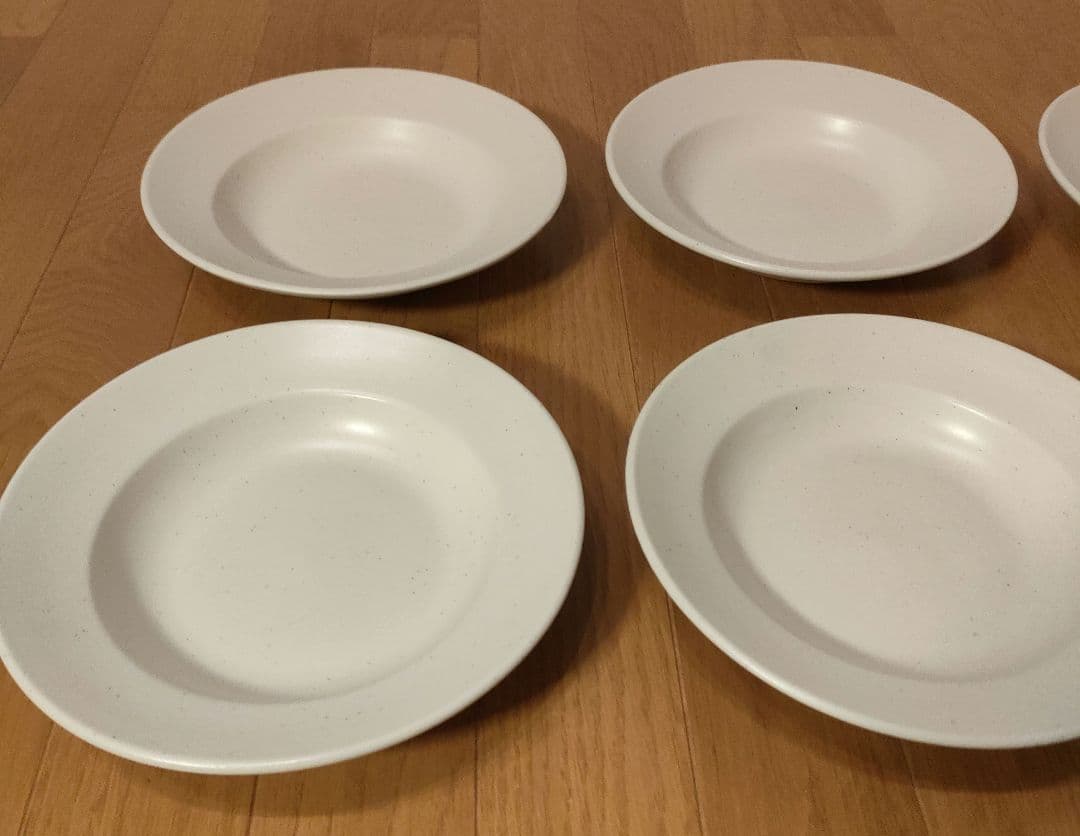 陶器 深皿 6枚セット 約21.5cm 白粉引（黒い斑点） パスタ・スープ皿 ③