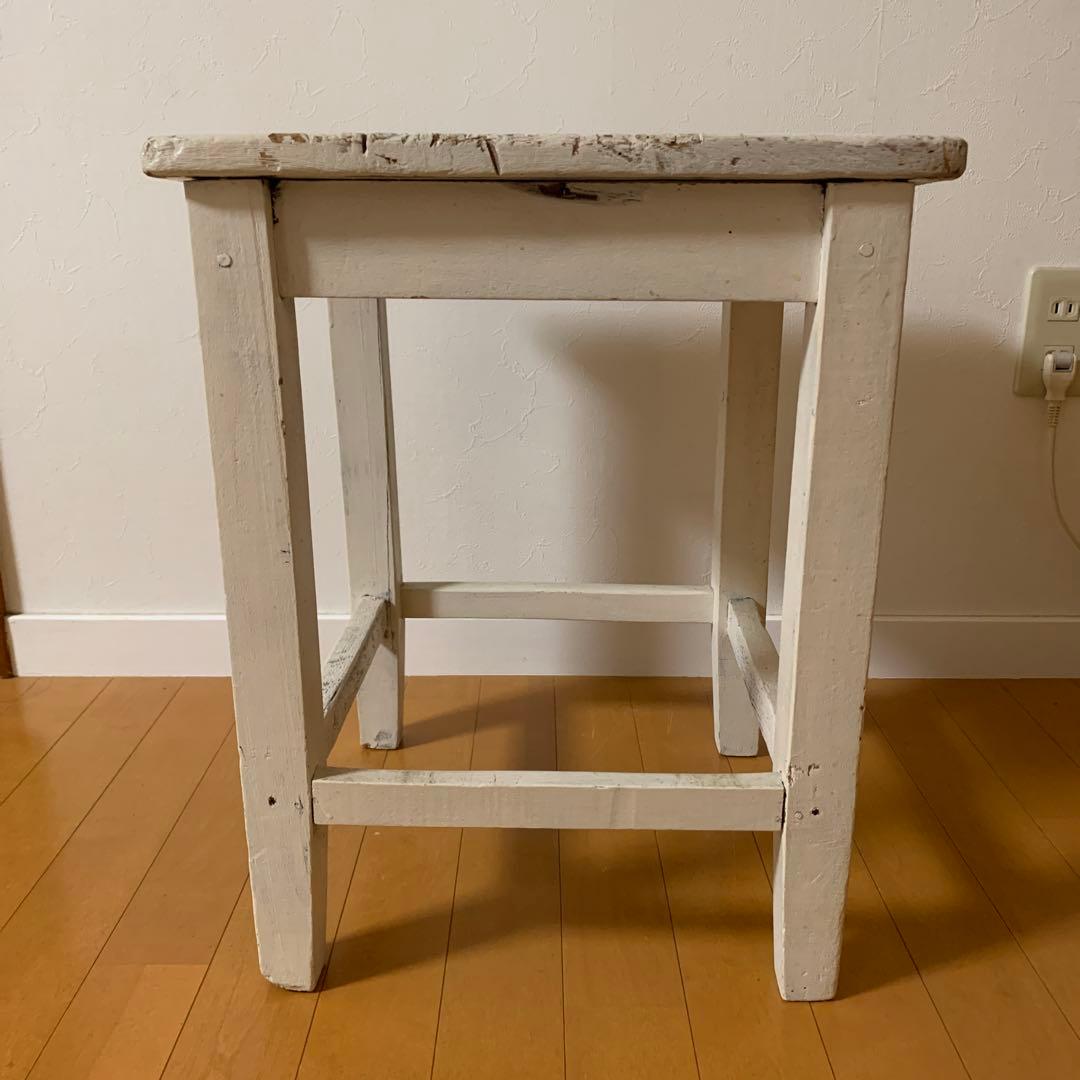 イギリス　アンティーク　スツール　チェア　陶器ナンバープレート付き