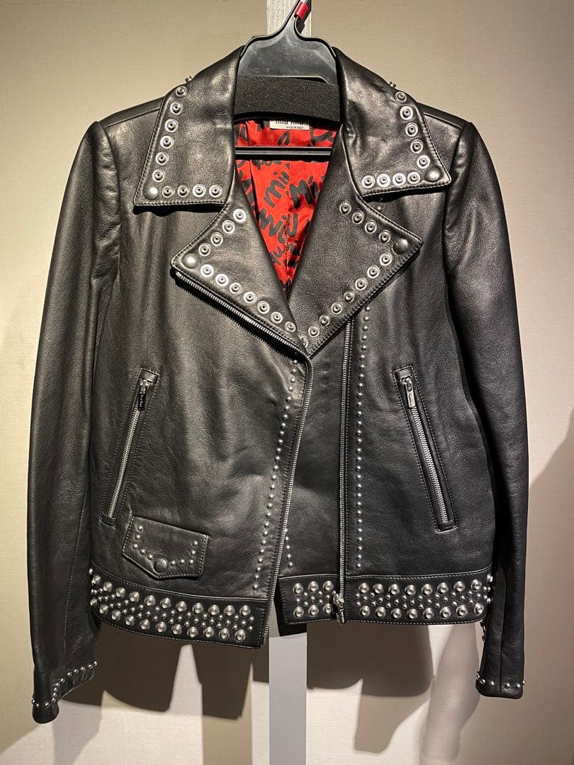 miumiu定価72万円スタッズライダースジャケット