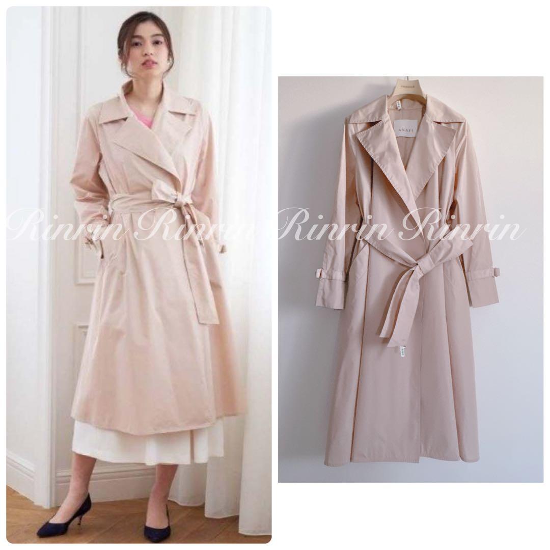【美品】ANAYI タフタハッスイカコウトレンチコート 36
