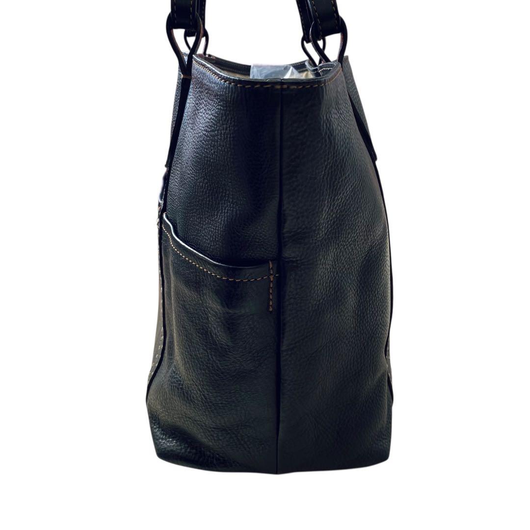genten ゲンテン【美品】シボ革 シュリンクレザー トートバッグ 工具ロゴ
