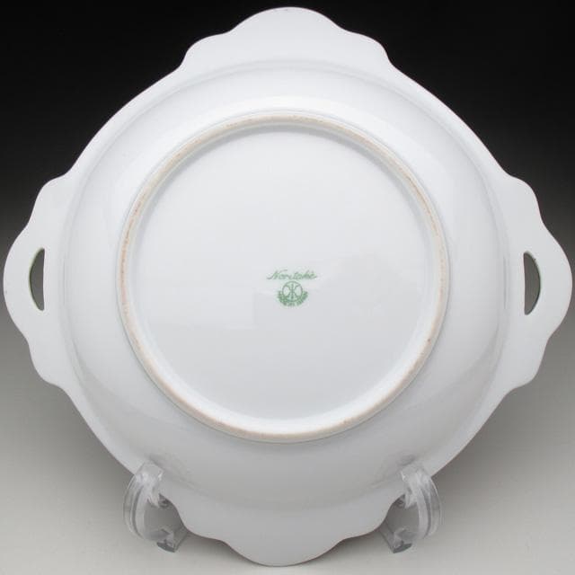 オールドノリタケ オレンジ色地金盛り花文 スクエアボウル 23cm