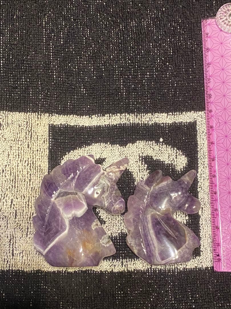希少♦️アメジスト製 幸せを呼ぶ ユニコーン♦️２点♦️招福♦️2月誕生石♦️誠実な愛