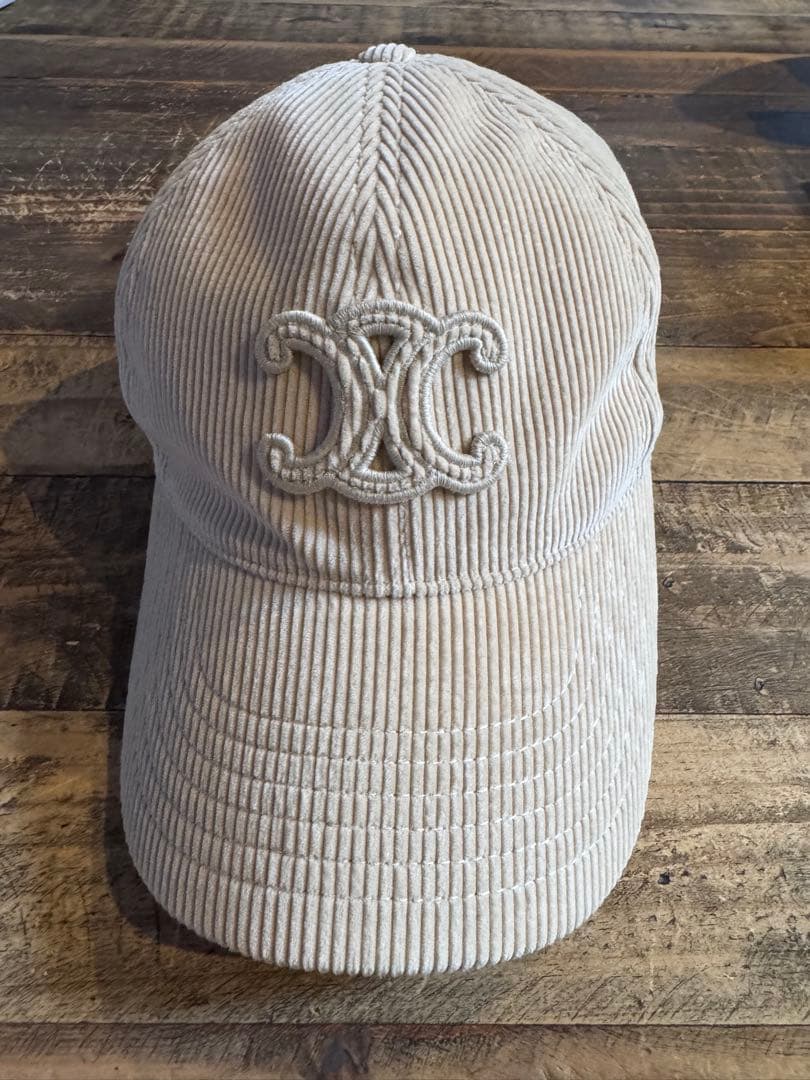 CELINE トリオンフ ベースボールキャップ コーデュロイ クリーム ベージュ